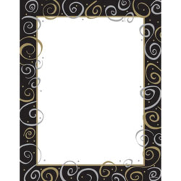 Gold and Silver Swirls Stationery 